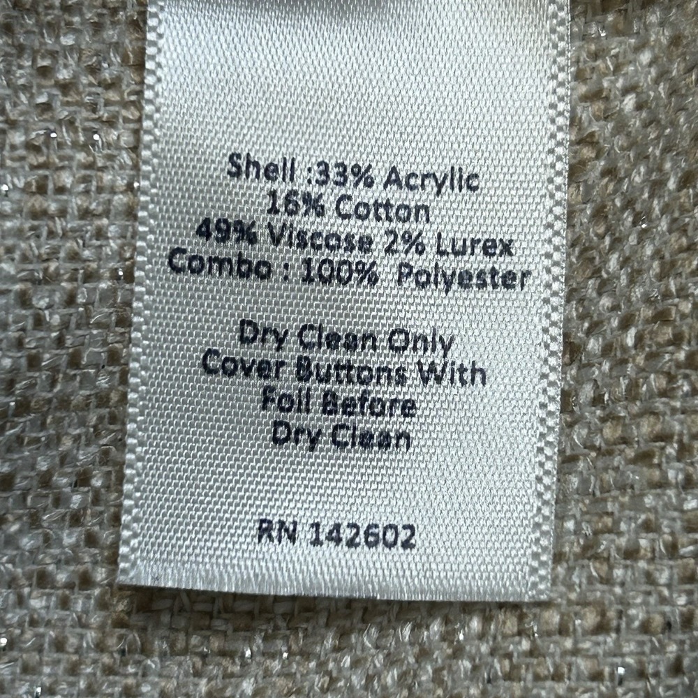 SAIL AND SABLE Sea To Sand Shift Dress Beige w/ Turquoise Trim Gold Shimmer Sz S - Picture 7 of 7